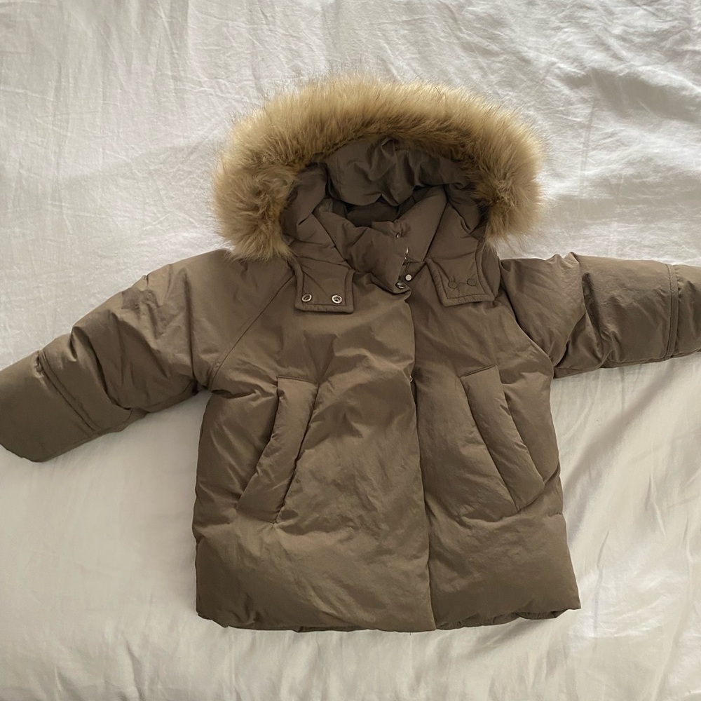 ZARA kids winter down jacket unisex repellent brown 3-4 years (40.9 inches) - Picture 2 of 6